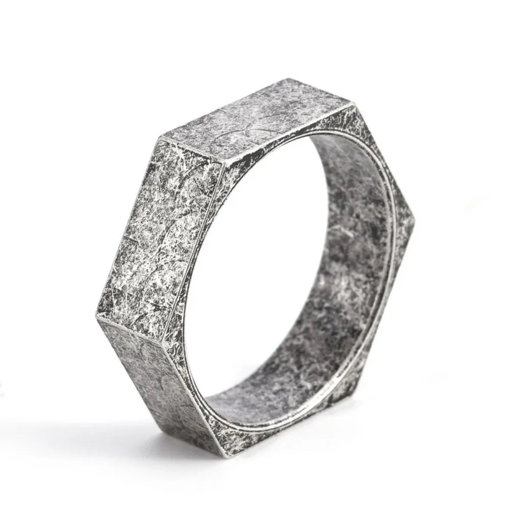 Somen Hexagon Titanium Steel Rings For Men Nut Shape Geometric Wedding Band Engagement Cocktail Party Jewelry Gift Bague Homme