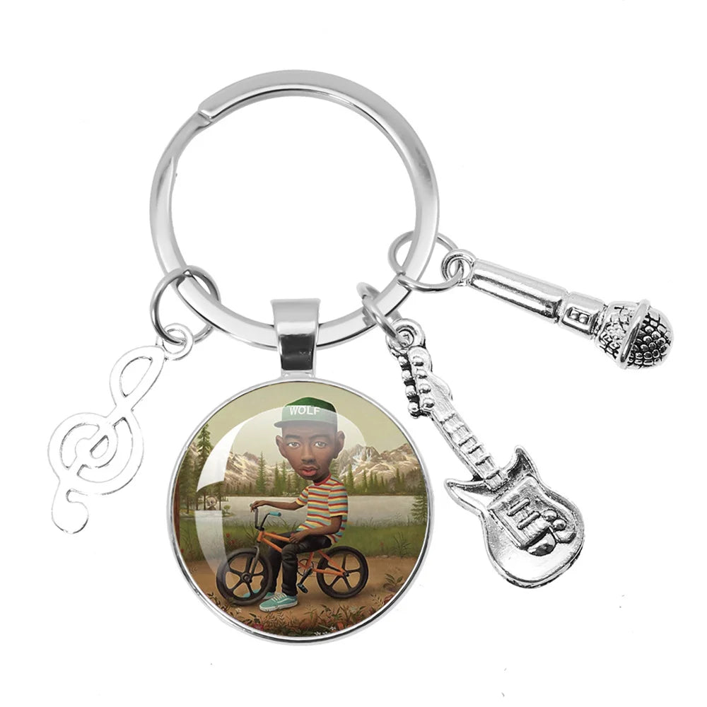 Hip-Hop Rapper Tyler Music Themed Keychain Jewelry Backpack Accessories Souvenir Pendant Key Ring Funny Meme Hip Hop Punk Gift