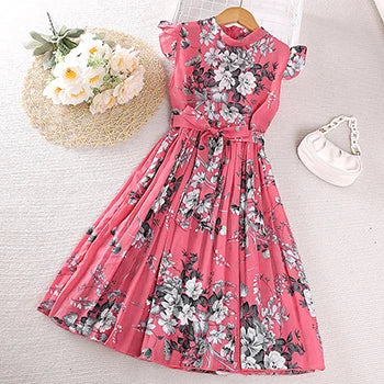 4-12 Years Flowers Girls Dress Summer Sleeveless Fashion Elegant Little Princess Dress Birthday Dance Party Gifts Kids Clothes