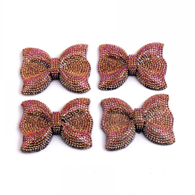 Kwoi Vita Middle Vertical Hole 42x54MM Chunky Resin Rhinestone Bows Beads 50PCS A Lot For  Jewelry