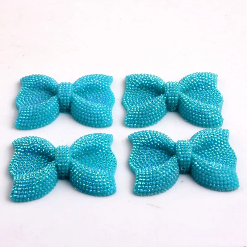 Kwoi Vita Middle Vertical Hole 42x54MM Chunky Resin Rhinestone Bows Beads 50PCS A Lot For  Jewelry