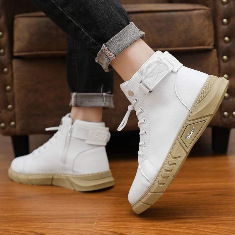 Leather Men's Ankle Boots Outdoor fashion Mens Leisure Boots Lightweight Designer Male Warm Work Boots Classic Handmade Boots