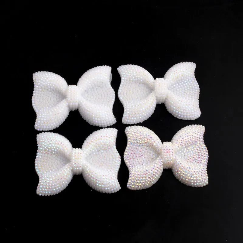 Kwoi Vita Middle Vertical Hole 42x54MM Chunky Resin Rhinestone Bows Beads 50PCS A Lot For  Jewelry