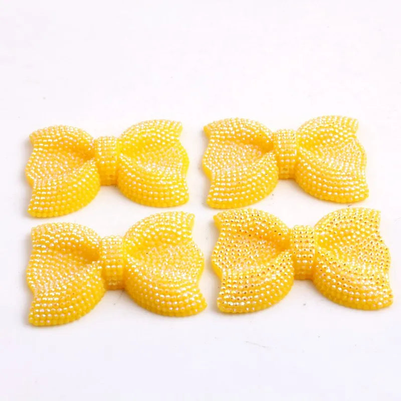 Kwoi Vita Middle Vertical Hole 42x54MM Chunky Resin Rhinestone Bows Beads 50PCS A Lot For  Jewelry