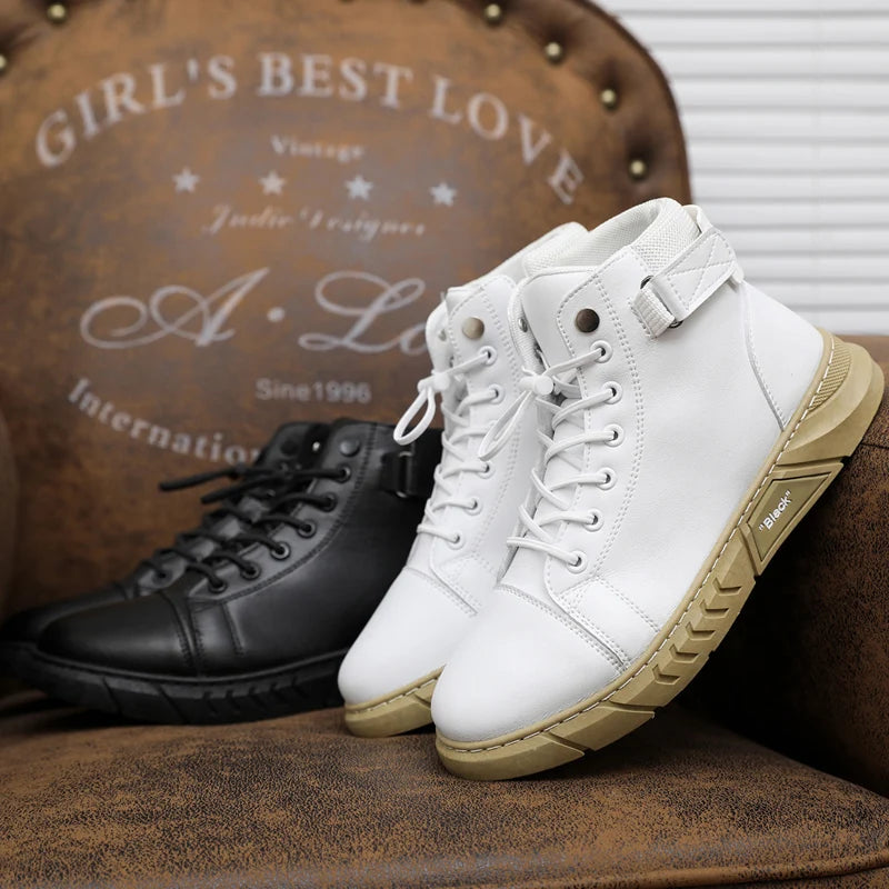 Leather Men's Ankle Boots Outdoor fashion Mens Leisure Boots Lightweight Designer Male Warm Work Boots Classic Handmade Boots