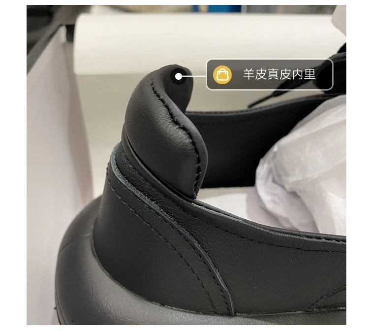 New Trendy Men's Casual Shoes Calf Leather Black Samurai Leather Sneakers Man Breathable Heighten Sports Shoes Platform Trainers