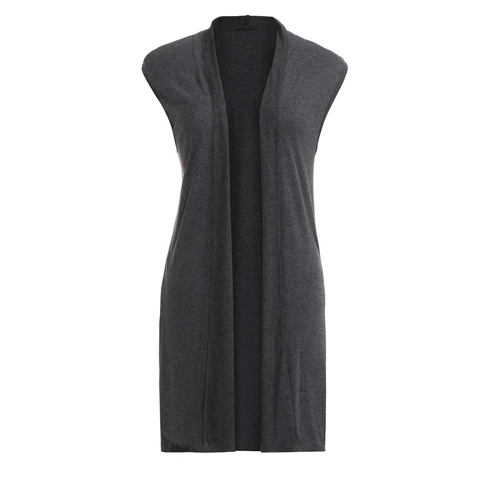 Fashion Women's Casual Knitwear Coat Cardigan Trendy Long Sleeveless Vest Jacket
